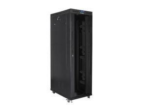 Communication cabinet Lanberg rack cabinet 19" free-standing 42U/800x1200 (flat pack) with glass door lcd black v2
