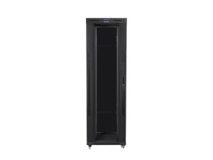 Communication cabinet Lanberg rack cabinet 19" free-standing 42U/800x1200 (flat pack) with glass door lcd black v2