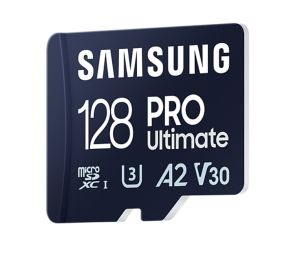 Памет Samsung 128GB micro SD Card PRO Ultimate with Adapter , UHS-I, Read 200MB/s - Write 130MB/s, U3, V30, A2