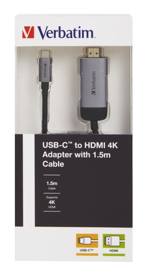 Verbatim USB-C to HDMI Adapter - USB 3.1 Gen 1/HDMI 1.5m Cable