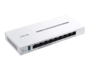 Router Asus Business Gigabit PoE+ VPN Wired Router, ExpertWiFi EBG19P, 8 PoE+ ports, 123W, 1 gigabit WAN+2 gigabit WAN/LAN, USB 3.2, PoE centralized control, SDN, guest portal, Multi-WAN, Commercial-Grade Network Security & VPN, wall mounting, White