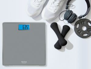 Везна Tefal PP1500V0, Classic Grey, glass platform (31x31cm), 160Kg / 100g, on/off, slim (21mm), display (75x30), back light display, 2 x AAA battery included