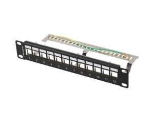 Patch panel Lanberg patch panel blank 12 port 1U 10" ftp for keystone modules black v2