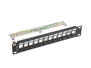 Patch panel Lanberg patch panel blank 12 port 1U 10" ftp for keystone modules black v2