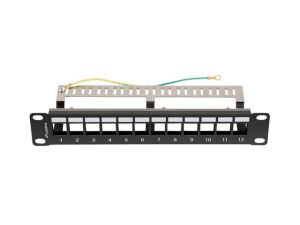 Patch panel Lanberg patch panel blank 12 port 1U 10" ftp for keystone modules black v2
