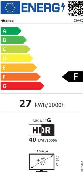 TV Hisense 32" A4Q, HD 1366x768, 3000:1, DLED, HLG, DTS Virtual X, Smart TV, WiFi, WiFi Direct, BT, VIDAA U7, Anyview Cast, 2xHDMI, 2xUSB, LAN, CI+, DVB-T2/C/S2, Black