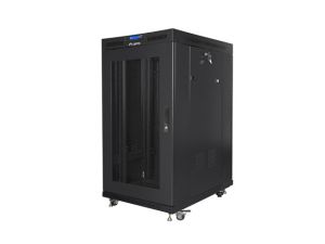 Communication cabinet Lanberg rack cabinet 19" free-standing 22U/800x1000 (flat pack) with mesh door lcd black v2