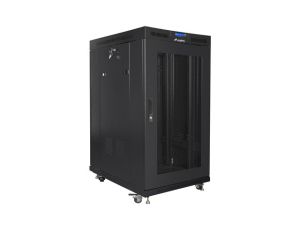 Communication cabinet Lanberg rack cabinet 19" free-standing 22U/800x1000 (flat pack) with mesh door lcd black v2