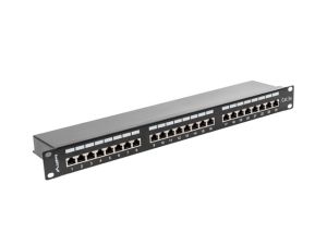 Patch panel Lanberg patch panel 24 port 1U CAT.5E shielded, black