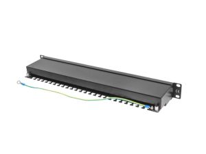 Patch panel Lanberg patch panel 24 port 1U CAT.5E shielded, black