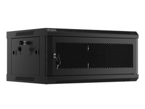 Communication cabinet Lanberg rack cabinet 19" wall-mount 4U/600x450 with perforated door black (flat pack)