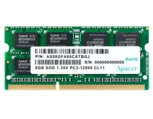 Памет Apacer 8GB Notebook Memory - DDR3 SODIMM 204pin Low Voltage 1.35V PC12800 @ 1600MHz