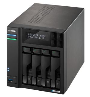 Network storage Asustor Lockerstor AS6704T, 4 Bay NAS, Intel Jasper Lake Quad-Core 2.0GHz, 4GB RAM DDR4, 2.5GbE x 2, M.2 SSD Slotsx4 (Diskless), USB 3.2 Gen 2x2, Toolless installation, with hot-swappable tray , hardware encryption, MyArchive, EZ connect,
