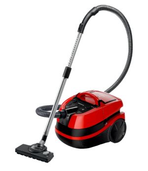 Bosch BWD421PET vacuum cleaner, 3in1 vacuum cleaner for dry and wet cleaning, 2.5 lt dust container, 2100 W, HEPA H13, 12 m radius, liquid pick-up nozzles, parquet brush, turbo brush, mattress brush, water tank: 5 l, tornado red-black
