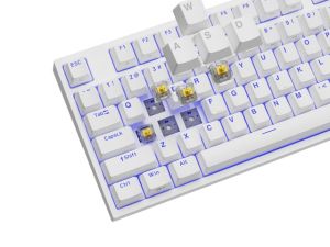 Keyboard Genesis Gaming Keyboard Thor 404 TKL White RGB Backlight US Layout Yellow Switch