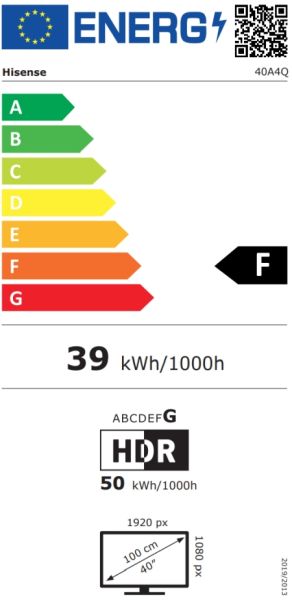 TV Hisense 40" A4Q, Full HD 1920x1080, DLED, HDR, HLG, DTS HD, Smart TV, WiFi, WiFi Direct, 2xHDMI, 2xUSB, LAN, CI+, DVB-T2/C/S2, Black