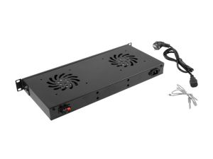 Accessory Lanberg 19" fan unit / ventilation panel with lcd 2 fans + thermostat, 230V, black