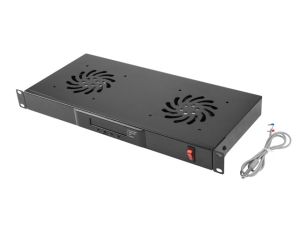 Accessory Lanberg 19" fan unit / ventilation panel with lcd 2 fans + thermostat, 230V, black