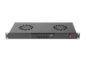 Accessory Lanberg 19" fan unit / ventilation panel with lcd 2 fans + thermostat, 230V, black