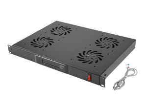 Accessory Lanberg 19" fan unit / ventilation panel with lcd 4 fans + thermostat, 230V, black