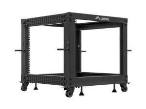 Communication cabinet Lanberg open rack 19" 9U 600x600-1100 adjustable black