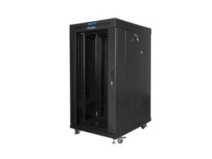 Communication cabinet Lanberg rack cabinet 19" free-standing 22U/800x800 (flat pack) with glass door lcd black v2