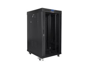 Communication cabinet Lanberg rack cabinet 19" free-standing 22U/800x800 (flat pack) with glass door lcd black v2