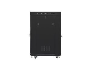 Communication cabinet Lanberg rack cabinet 19" free-standing 22U/800x800 (flat pack) with glass door lcd black v2