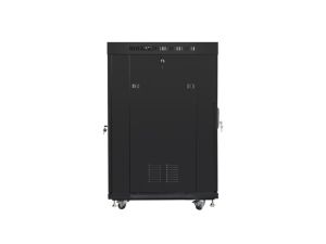 Communication cabinet Lanberg rack cabinet 19" free-standing 22U/800x800 (flat pack) with glass door lcd black v2