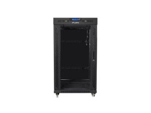 Communication cabinet Lanberg rack cabinet 19" free-standing 22U/800x800 (flat pack) with glass door lcd black v2