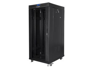 Communication cabinet Lanberg rack cabinet 19" free-standing 27U/800x1000 (flat pack) with glass door lcd black v2