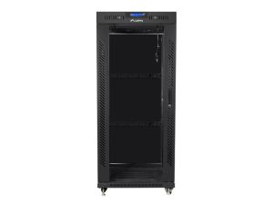 Communication cabinet Lanberg rack cabinet 19" free-standing 27U/800x1000 (flat pack) with glass door lcd black v2