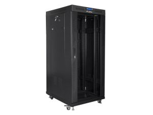 Communication cabinet Lanberg rack cabinet 19" free-standing 27U/800x1000 (flat pack) with glass door lcd black v2