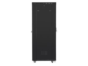 Communication cabinet Lanberg rack cabinet 19" free-standing 27U/800x1000 (flat pack) with glass door lcd black v2