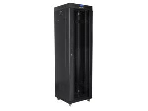 Communication cabinet Lanberg rack cabinet 19" free-standing 42U/600x600 (flat pack) with glass door lcd black v2