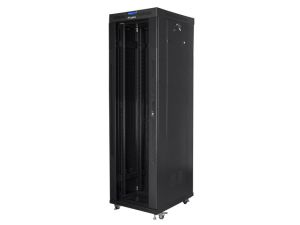 Communication cabinet Lanberg rack cabinet 19" free-standing 42U/600x800 (flat pack) with glass door lcd black v2
