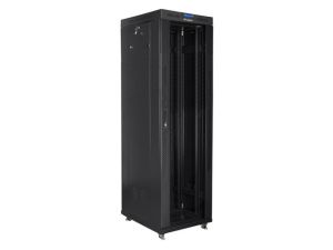 Communication cabinet Lanberg rack cabinet 19" free-standing 42U/600x800 (flat pack) with glass door lcd black v2