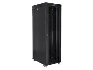 Communication cabinet Lanberg rack cabinet 19" free-standing 42U/800x1000 (flat pack) with glass door lcd black v2