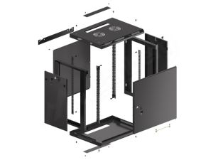 Communication cabinet Lanberg rack cabinet 19" wall-mount 12U/600x450 for self-assembly with metal door black (flat pack)