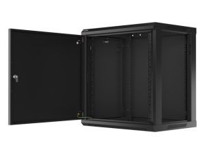 Communication cabinet Lanberg rack cabinet 19" wall-mount 12U/600x450 for self-assembly with metal door black (flat pack)