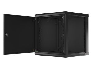 Communication cabinet Lanberg rack cabinet 19" wall-mount 12U/600x600 for self-assembly with metal door black (flat pack)