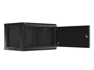 Communication cabinet Lanberg rack cabinet 19" wall-mount 6U/600x450 for self-assembly with metal door black (flat pack)