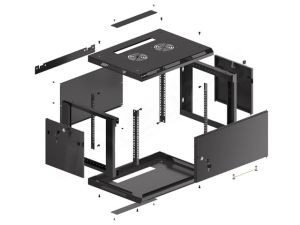 Communication cabinet Lanberg rack cabinet 19" wall-mount 6U/600x450 for self-assembly with metal door black (flat pack)