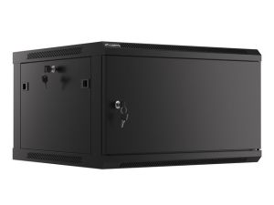 Communication cabinet Lanberg rack cabinet 19" wall-mount 6U/600x600 for self-assembly with metal door black (flat pack)