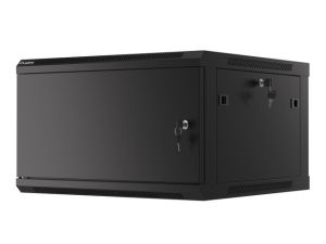 Communication cabinet Lanberg rack cabinet 19" wall-mount 6U/600x600 for self-assembly with metal door black (flat pack)