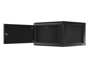 Communication cabinet Lanberg rack cabinet 19" wall-mount 6U/600x600 for self-assembly with metal door black (flat pack)