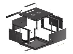 Communication cabinet Lanberg rack cabinet 19" wall-mount 6U/600x600 for self-assembly with metal door black (flat pack)