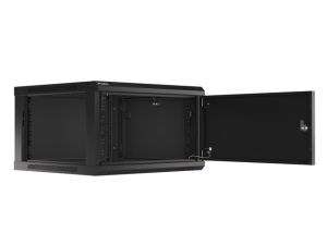 Communication cabinet Lanberg rack cabinet 19" wall-mount 6U/600x600 for self-assembly with metal door black (flat pack)