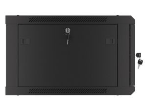 Communication cabinet Lanberg rack cabinet 19" wall-mount 6U/600x600 for self-assembly with metal door black (flat pack)