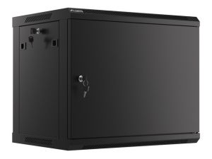 Communication cabinet Lanberg rack cabinet 19" wall-mount 9U/600x450 for self-assembly with metal door black (flat pack)